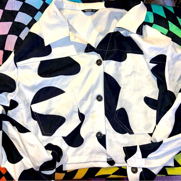 Cow Print Button Down/ Jacket - Picture 1 of 2